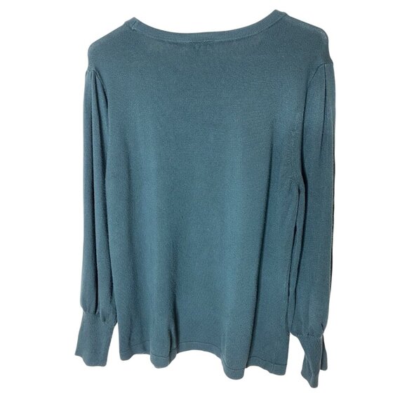 Ann Taylor Factory XL Teal Green Puff-Sleeve Knit • Feminine • Office to Weekend - Picture 4 of 5